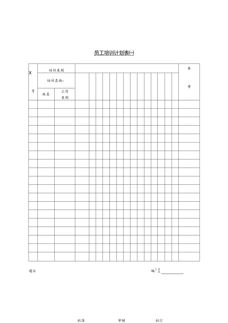 员工培训计划表(一)模板.docx_第1页