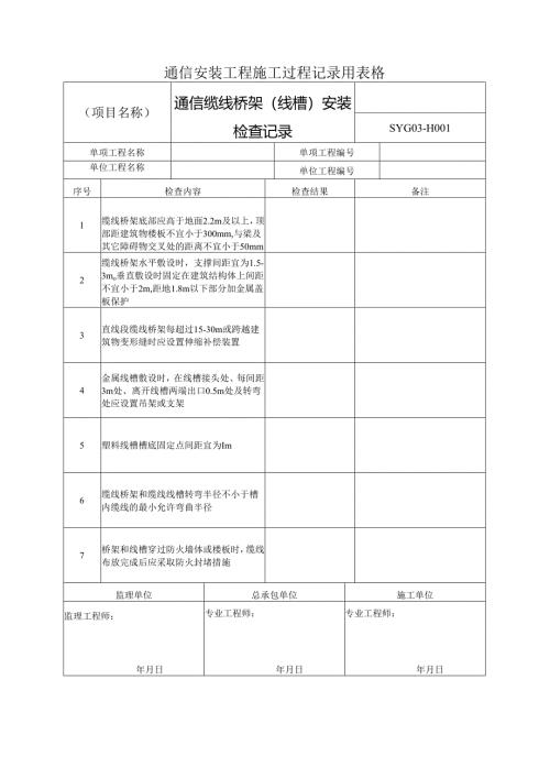 通信安装工程施工过程记录用表格.docx