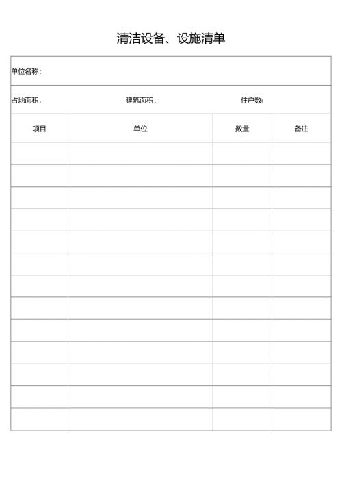 清洁设备、设施清单（物业管理用表）.docx