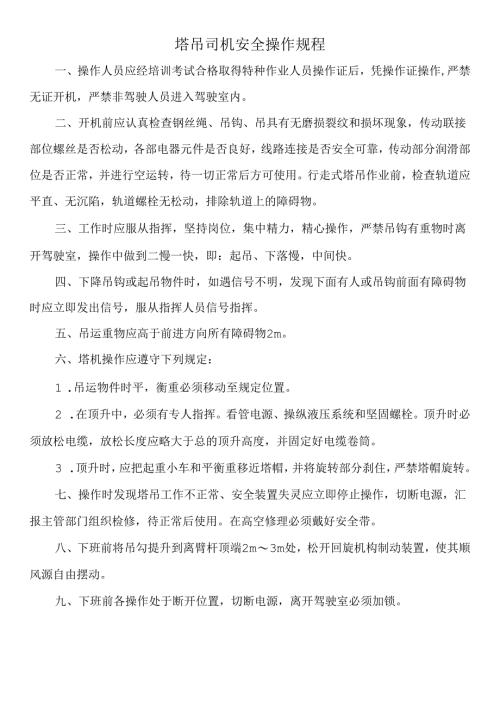塔吊司机安全操作规程.docx