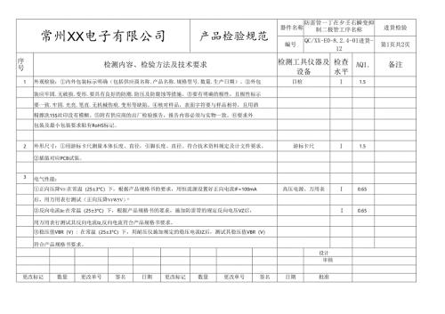 防雷管—瞬变抑制二极管进货检验标准.docx