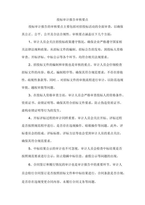 投标审计报告审核要点.docx