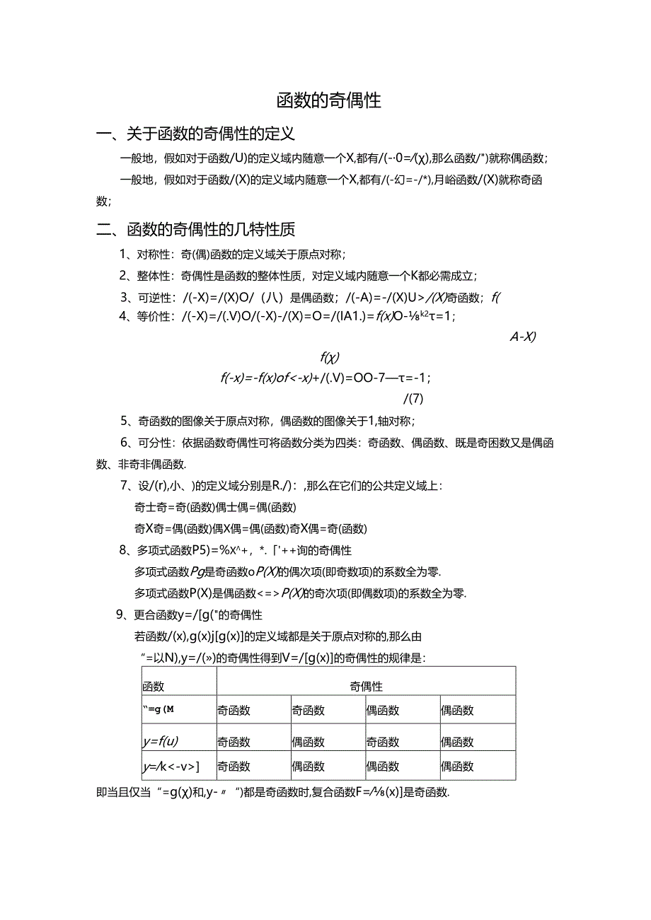 函数的奇偶性-知识点及习题.docx_第1页