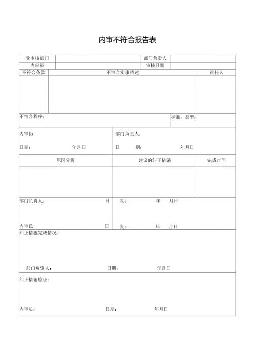 内审不符合报告表.docx