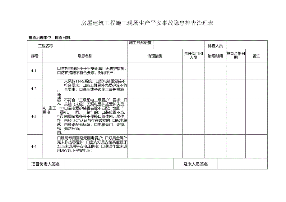 房屋建筑工程施工现场生产安全事故隐患排查治理表.docx_第3页