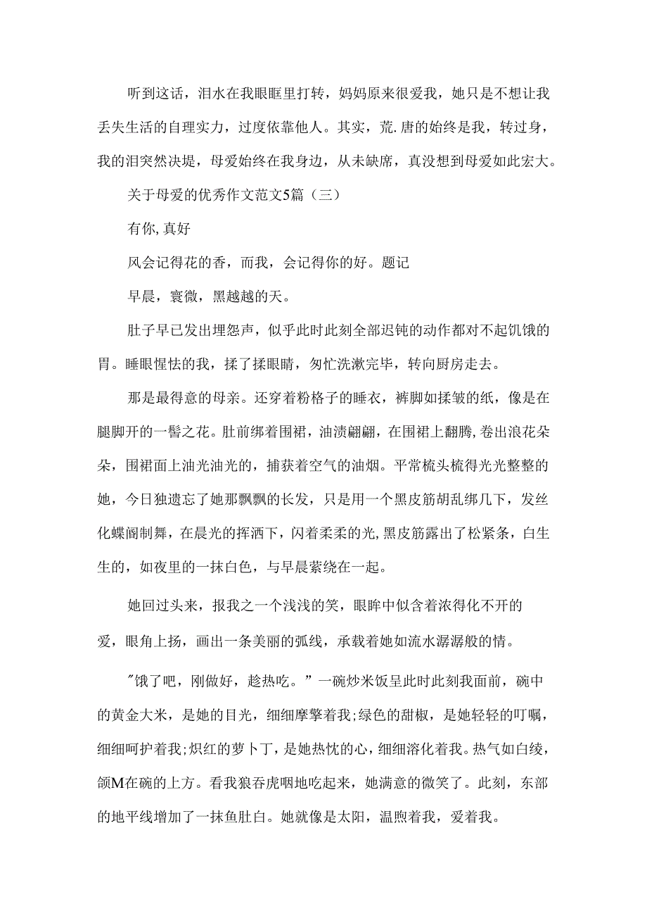 关于母爱的优秀作文范文5篇.docx_第3页
