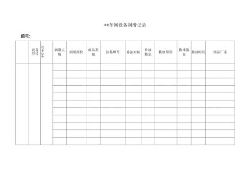 设备润滑管理制度车间设备润滑记录.docx