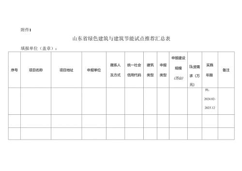 山东省绿色建筑与建筑节能试点申报书.docx