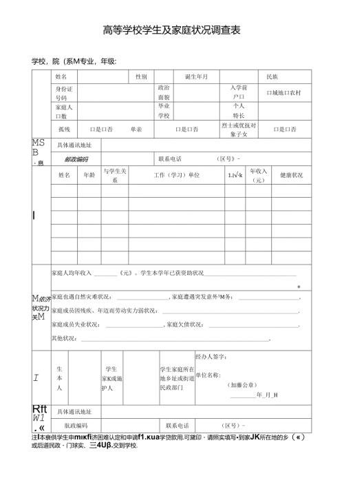 家庭经济困难调查表.docx