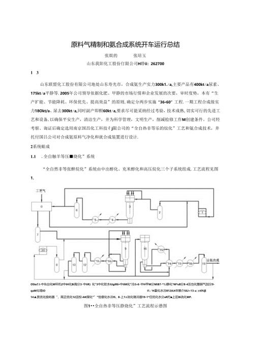 原料气精制和氨合成系统开车运行总结 - 南京国昌化工科技有限公司.docx