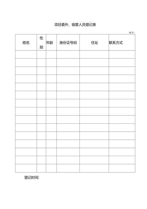 项目委外、临管人员登记表.docx