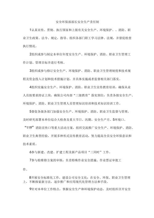 安全环保部部长安全生产责任制.docx