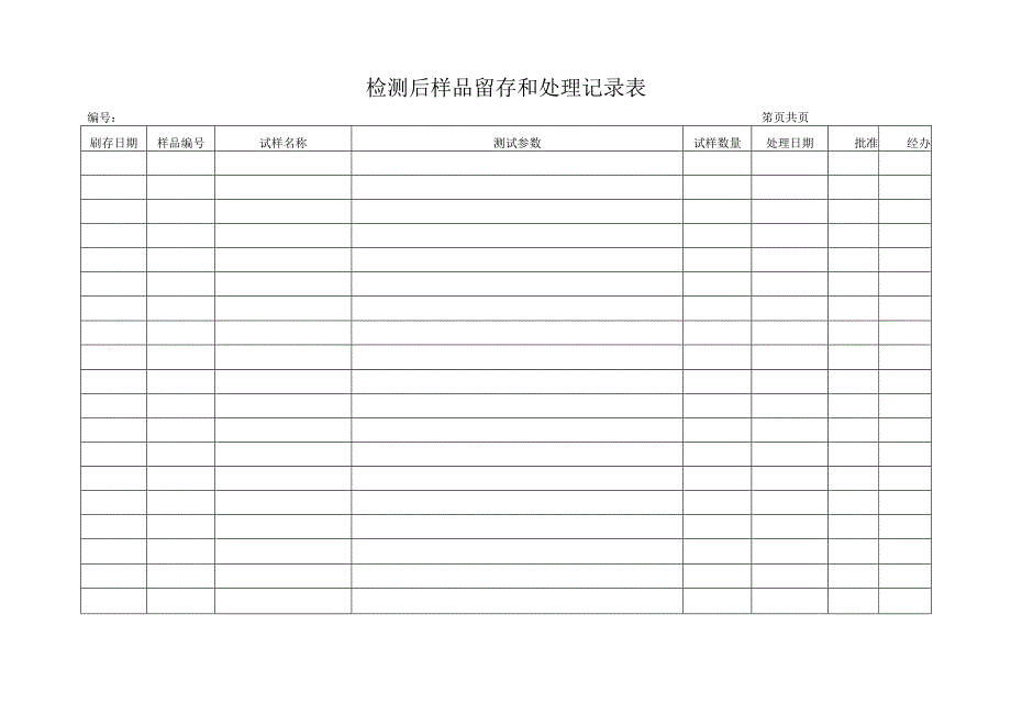 检测后样品留存和处理记录表.docx_第1页