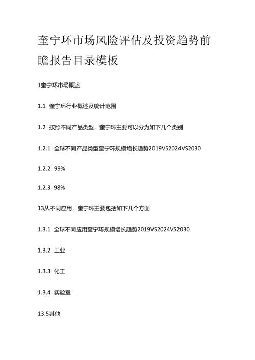 奎宁环市场风险评估及投资趋势前瞻报告目录模板.docx