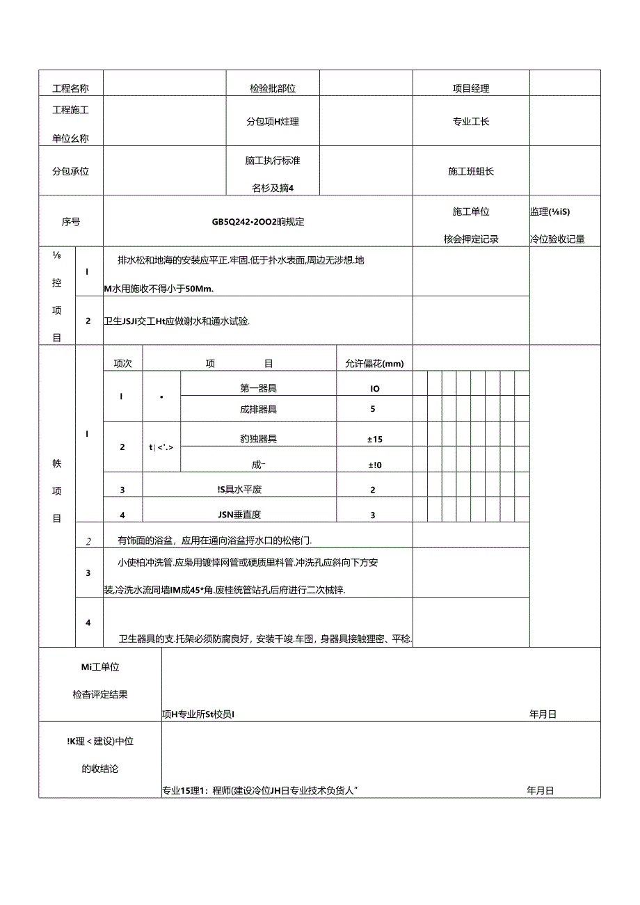 卫生器具安装工程质量验收表.docx_第2页