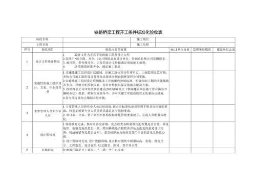 铁路桥梁工程开工条件标准化验收表.docx