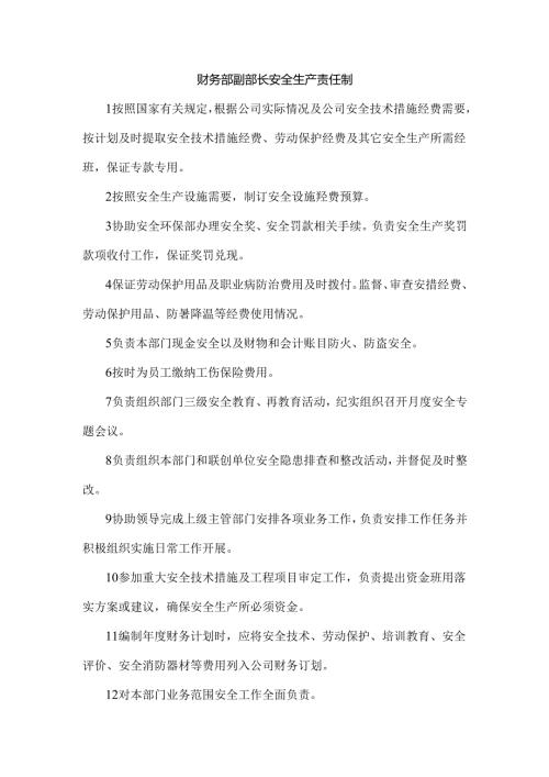 财务部副部长安全生产责任制.docx