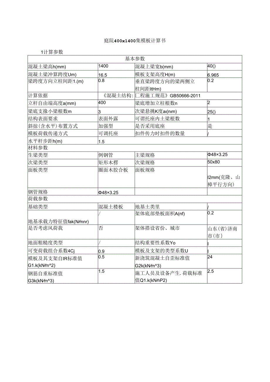 庭院400×1400梁模板计算书.docx_第1页
