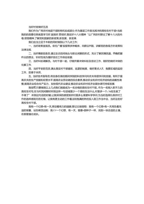 大学生村干部心得体会.docx