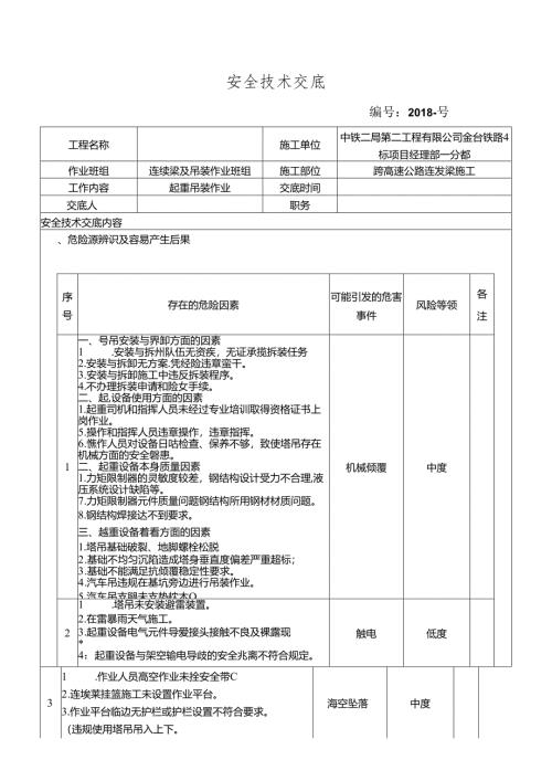 起重吊装安全技术交底（田市跨永安溪）.docx
