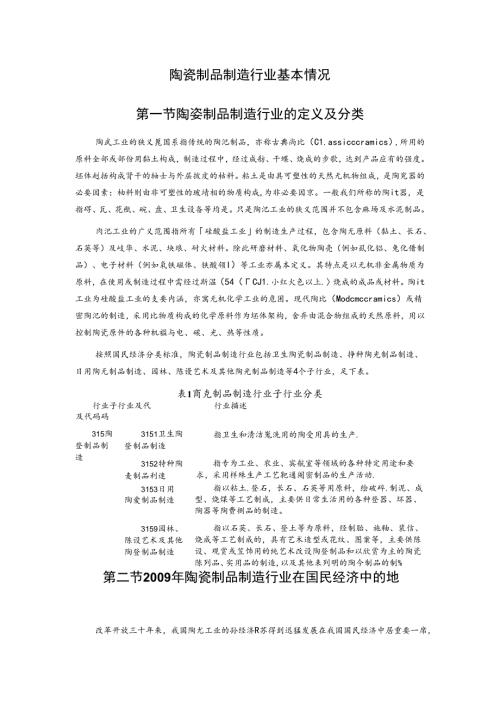 陶瓷制品制造行业基本情况.docx
