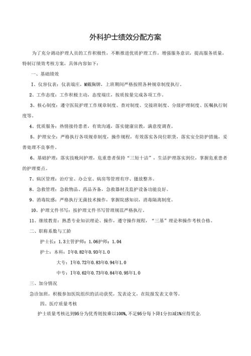 外科护士绩效分配方案.docx