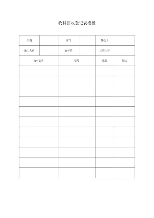 物料回收登记表模板.docx