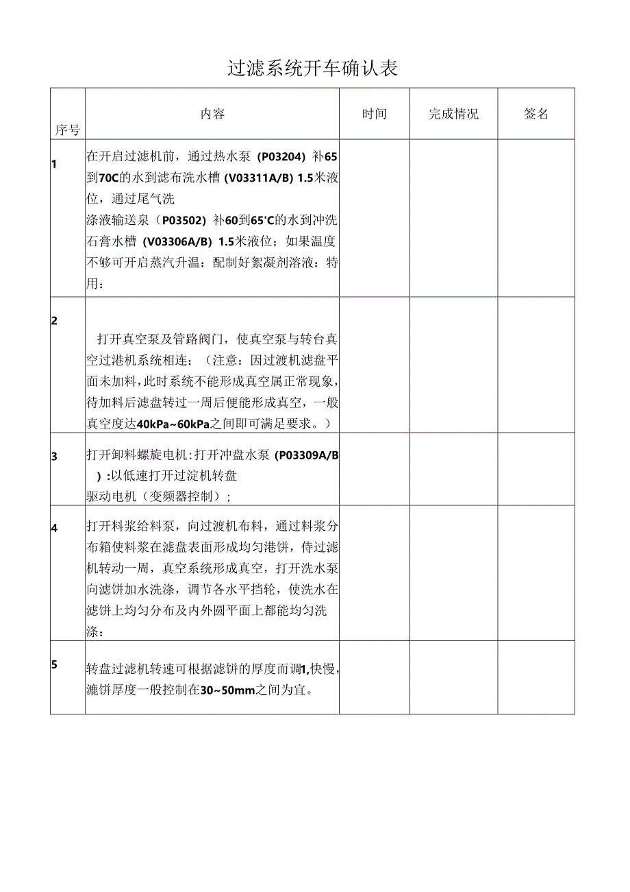 过滤系统开车确认表.docx_第1页
