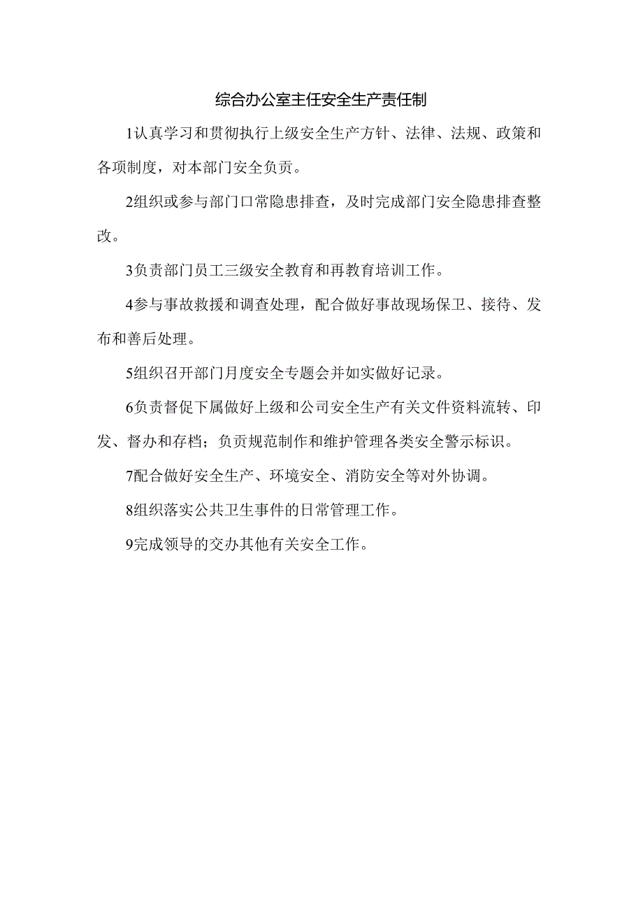综合办公室主任安全生产责任制.docx_第1页