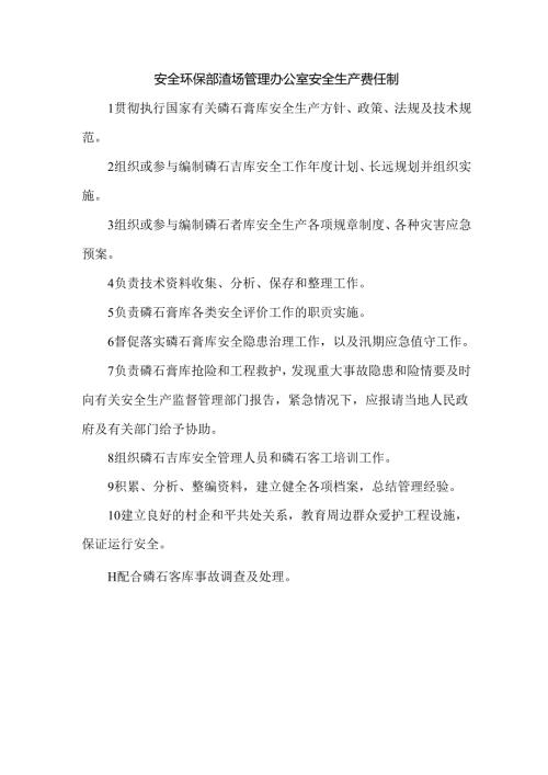 安全环保部渣场管理办公室安全生产责任制.docx