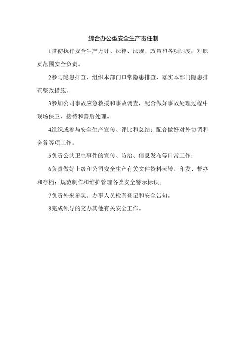 综合办公室安全生产责任制.docx
