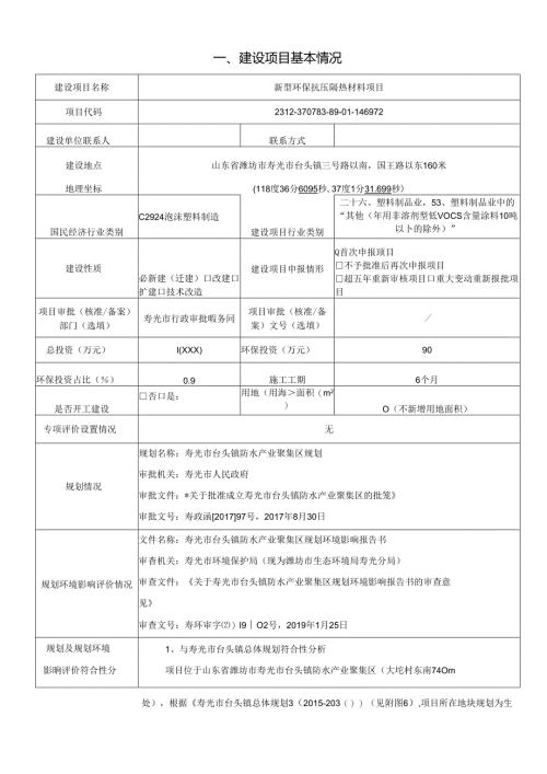 新型环保抗压隔热材料项目环评报告表.docx