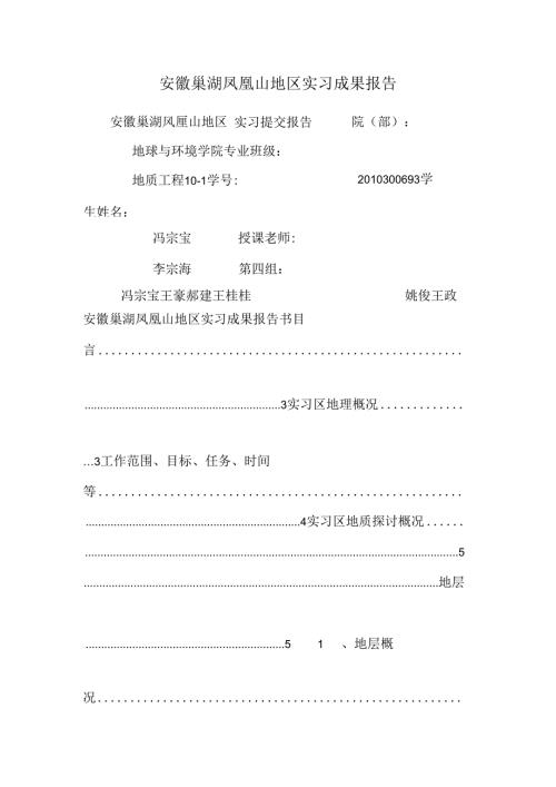 安徽巢湖凤凰山地区实习成果报告.docx