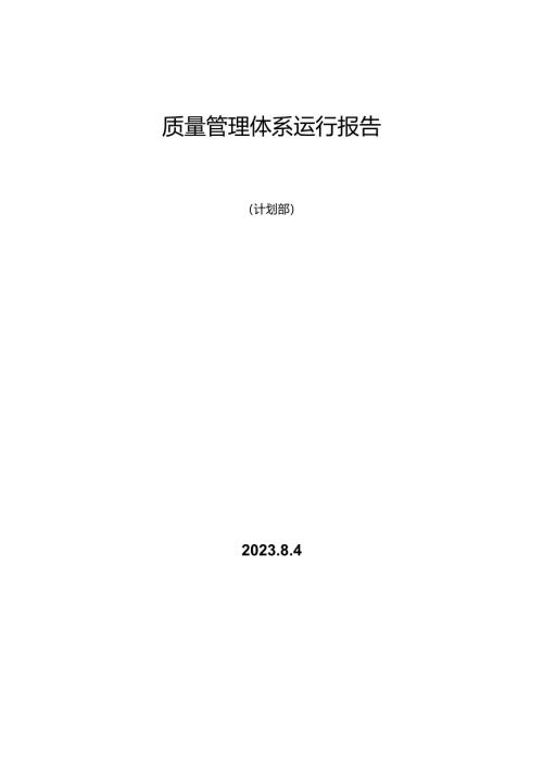 管理评审-计划财务部质量体系运行报告.docx
