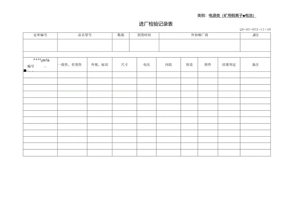 矿用锂离子蓄电池进厂检验记录表.docx_第1页
