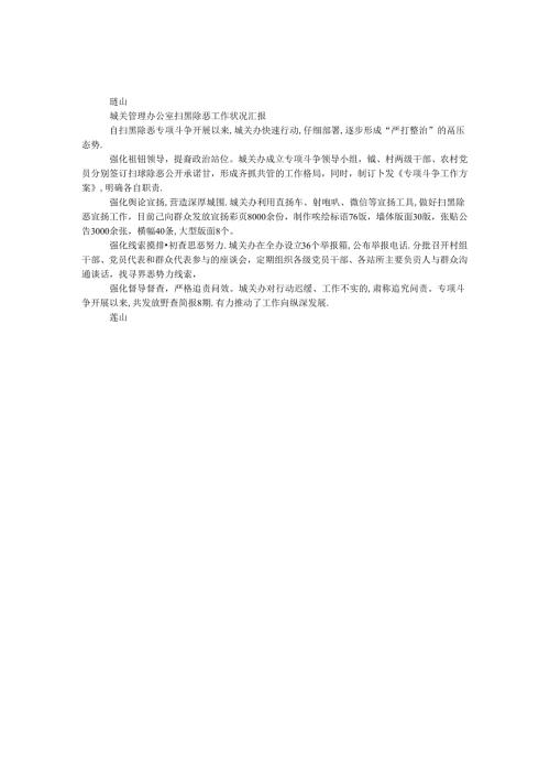 城关管理办公室扫黑除恶工作情况汇报.docx