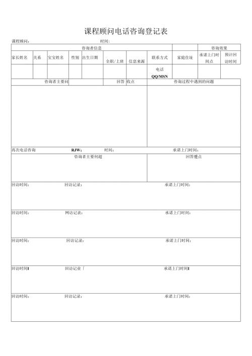 课程顾问电话咨询登记表.docx
