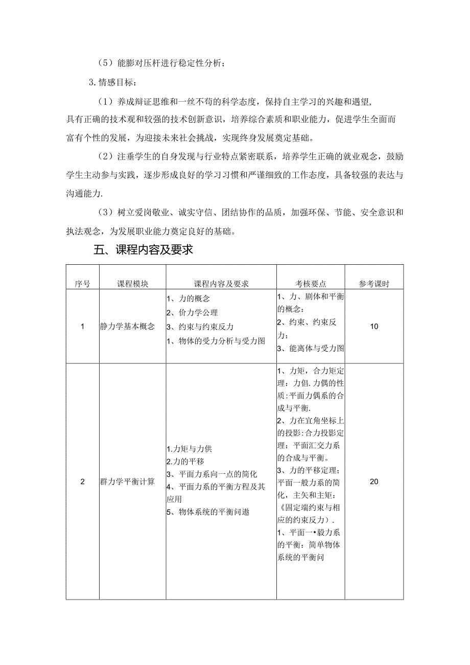 建筑工程技术专业《建筑力学》课程标准.docx_第2页
