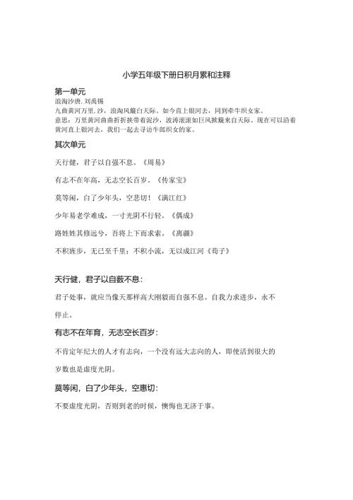小学五年级下册日积月累及注释.docx