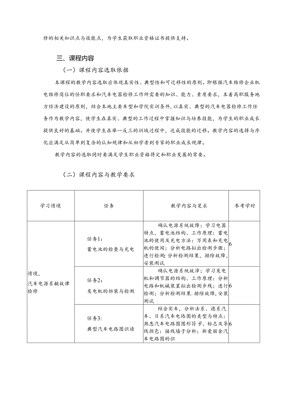 职业技术学院《汽车电器检修》课程标准.docx_第3页