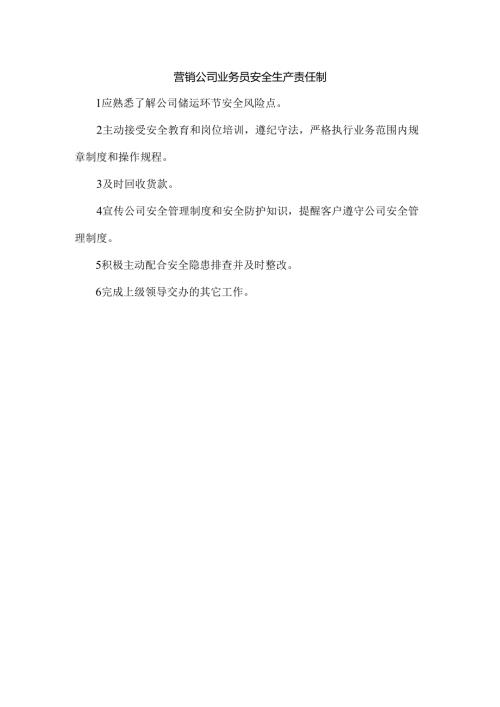营销公司业务员安全生产责任制.docx
