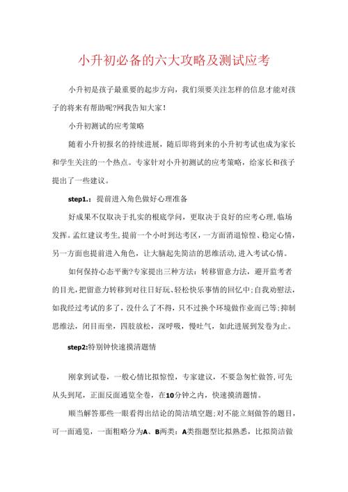小升初必备的六大攻略及测试应考.docx