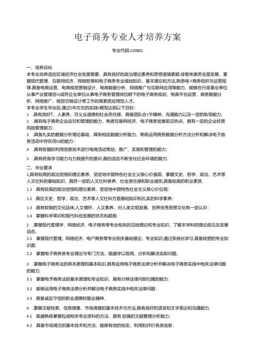 职业技术学校电子商务专业人才培养方案.docx