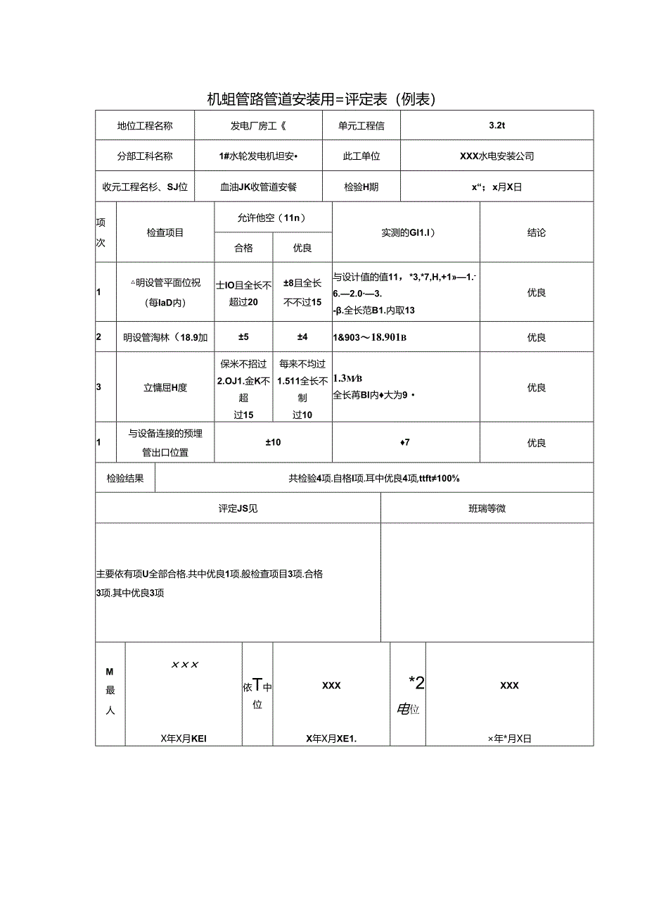 机组管路管道安装质量评定表.docx_第1页