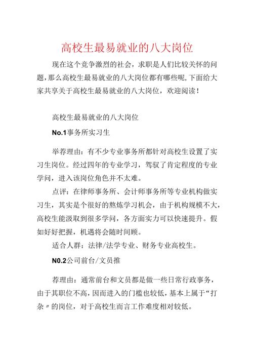 大学生最易就业的八大岗位.docx