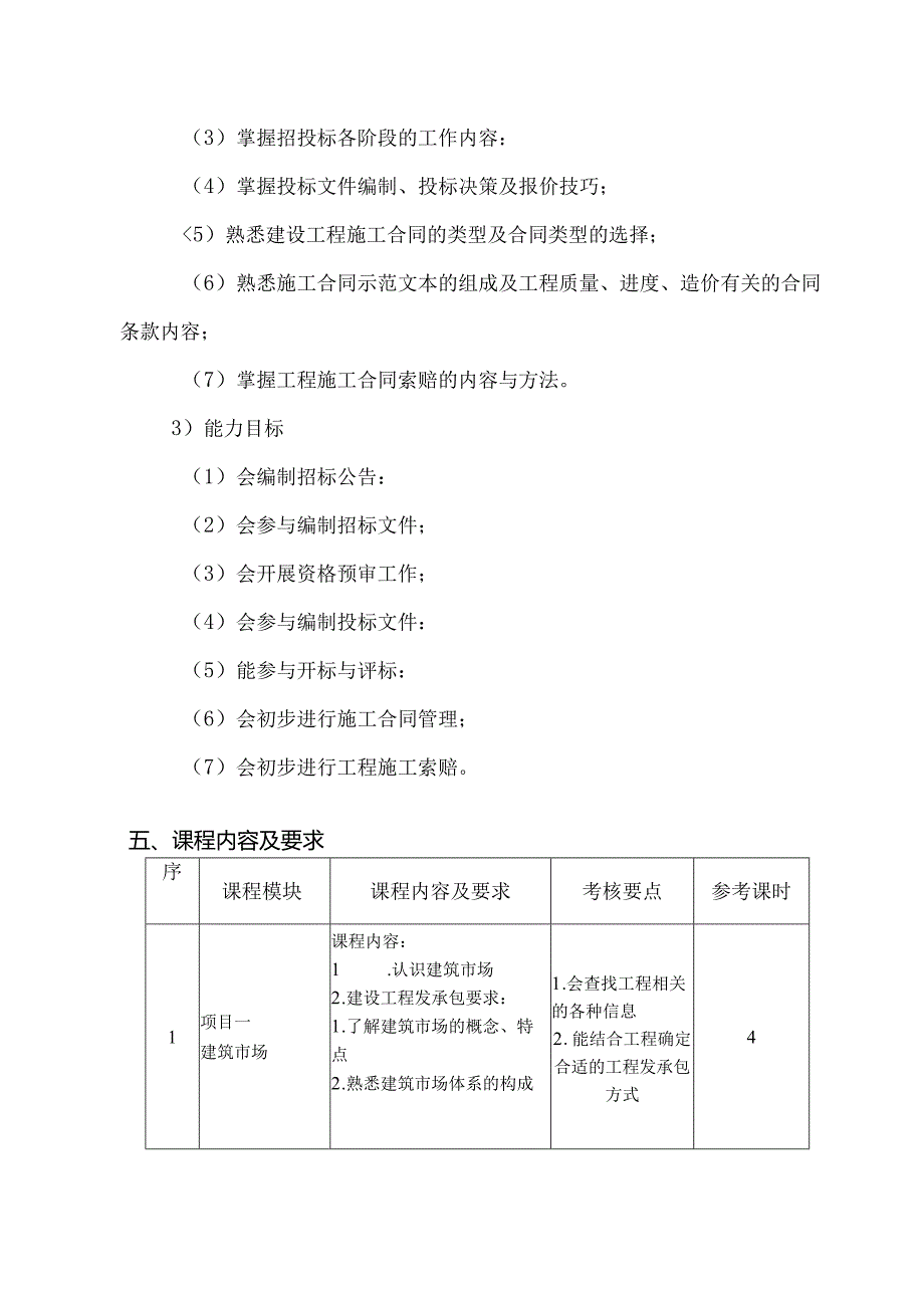 建筑工程技术专业《工程招标与合同管理》课程标准.docx_第2页