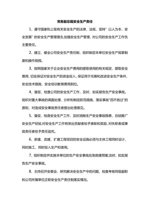 常务副总裁安全生产责任.docx