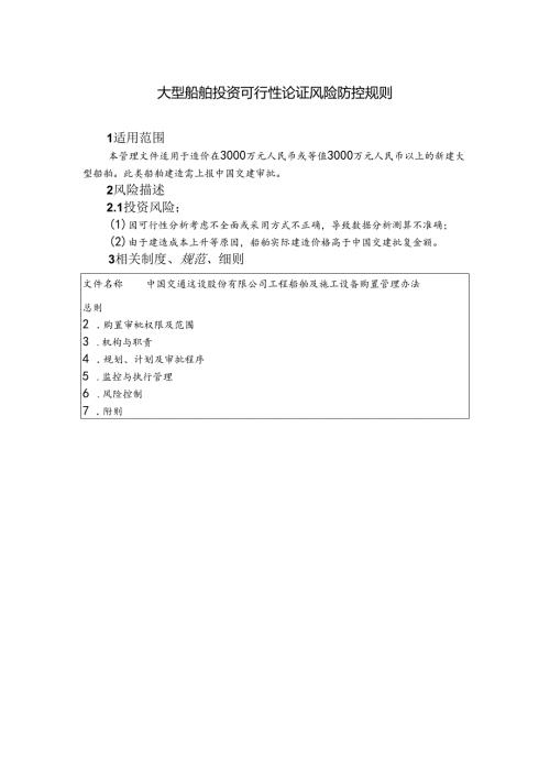 大型船舶投资可行性论证风险防控规则.docx