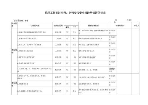 综采工作面过空巷、老巷专项安全风险辨识评估标准.docx