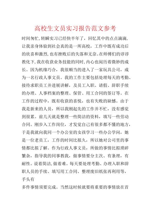 大学生文员实习报告范文参考.docx